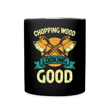 Holzfäller Lumberjack - Tasse einfarbig - Schwarz - Vorne