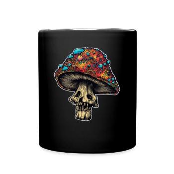 Trippy Mushrooms Skull - Full Colour Mug - black - Front