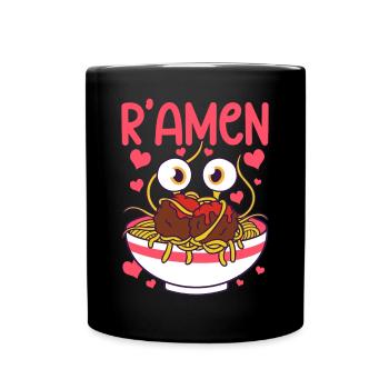 Fliegendes Spaghettimonster FSM Pastafarian - Tasse einfarbig - Schwarz - Vorne