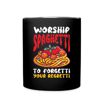 Fliegendes Spaghettimonster FSM Pastafarian - Tasse einfarbig - Schwarz - Vorne