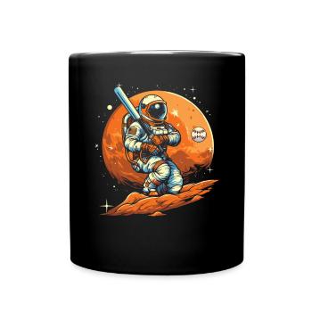 Baseball Astronaut Baseball Player Outerspace - Full Colour Mug - black - Front