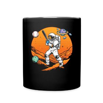 Baseball Astronaut Baseball Player Outerspace - Full Colour Mug - black - Front