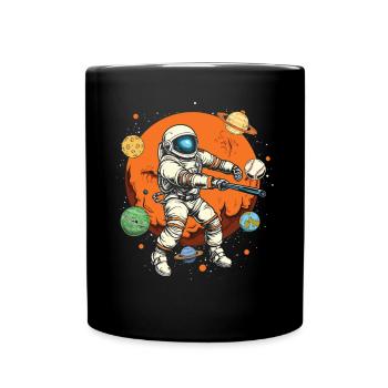 Baseball Astronaut Baseball Player Outerspace - Full Colour Mug - black - Front