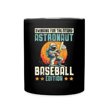 Baseball Astronaut Baseball Player Outerspace - Full Colour Mug - black - Front