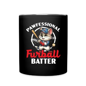 Cat Baseball Lover Baseball Player Sport Meow - Full Colour Mug - black - Front