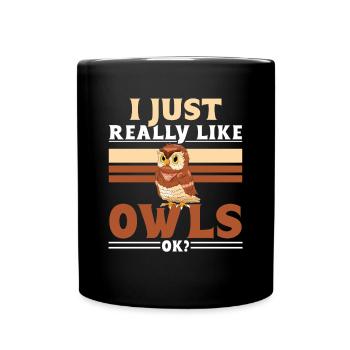 Ornithologue nocturne J’aime vraiment les hiboux ok - Mug uni - noir - Devant