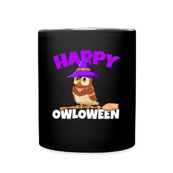 Happy Owloween Nocturnal Bird Owl Lover Birds Of P - Full Colour Mug - black - Front