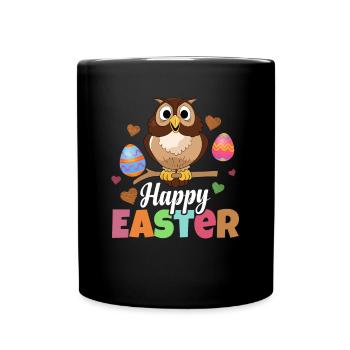 Happy Easter Nocturnal Bird Owl Lover Ornithologis - Tasse einfarbig - Schwarz - Vorne