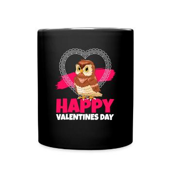 Happy Valentines Day Birds Of Prey Owl Enthusiast - Tasse einfarbig - Schwarz - Vorne