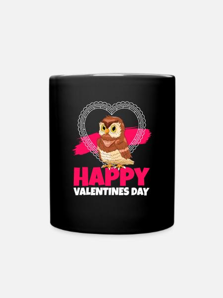 Happy Valentines Day Birds Of Prey Owl Enthusiast - Tasse einfarbig - Schwarz