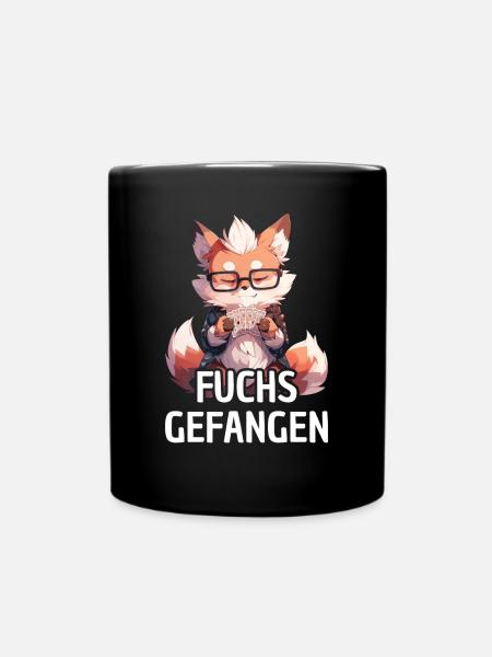 Fuchs gefangen Doppelkopf - Tasse einfarbig - Schwarz