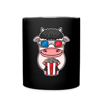 Popcorn Kino Kuh Filme Film Filmabend - Tasse einfarbig - Schwarz - Vorne