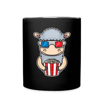 Popcorn Kino Schaf Filme Film Filmabend - Tasse einfarbig - Schwarz - Vorne