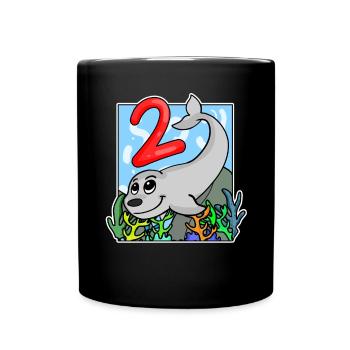2 anniversaire 2 ans avec motif animal - deux - Mug uni - noir - Devant