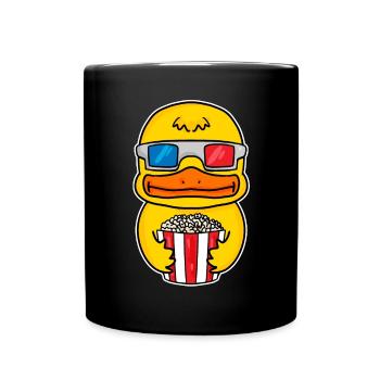Popcorn Kino Ente Filme Film Filmabend - Tasse einfarbig - Schwarz - Vorne