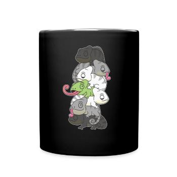 Agender Flag Pride LGBTQ Cute Chameleon Stack - Full Colour Mug - black - Front