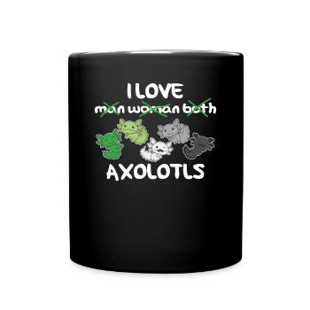 Aromantic Flag Pride LGBTQ süße Axolotl - Tasse einfarbig - Schwarz - Vorne