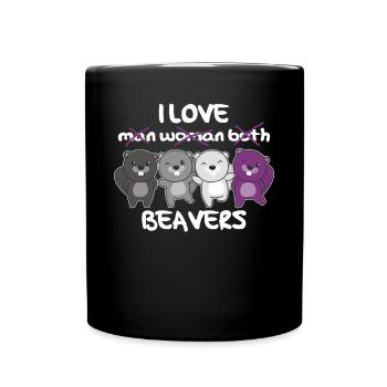 Asexuell Flag Pride LGBTQ süße Biber - Tasse einfarbig - Schwarz - Vorne