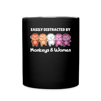 Drapeau Lesbien Pride LGBTQ Mignon Singe - Mug uni - noir - Devant