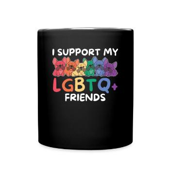 Rainbow Flag Gay Pride LGBTQ French Bulldog - Full Colour Mug - black - Front