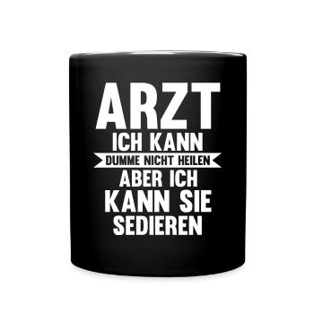 Mediziner Rettungssanitäter Notarzt Arzt - Tasse einfarbig - Schwarz - Vorne