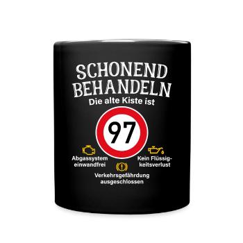97. Geburtstag Schonend Behandeln 97 Alte Kiste 97 - Tasse einfarbig - Schwarz - Vorne