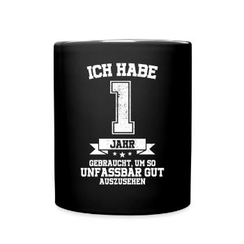1. Geburtstag Geschenk Habe 1 Jahr Gebraucht - Tasse einfarbig - Schwarz - Vorne