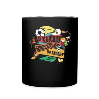 Einschulung Grundschule Fußball Erstklässler - Tasse einfarbig - Schwarz - Vorne