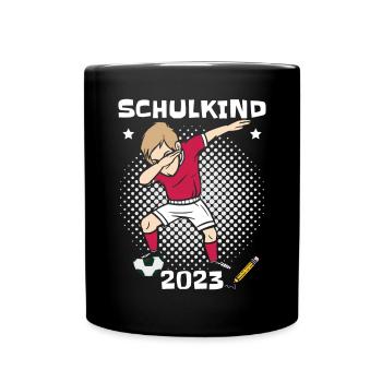 Schulkind 2023 Fußball Einschulung - Tasse einfarbig - Schwarz - Vorne
