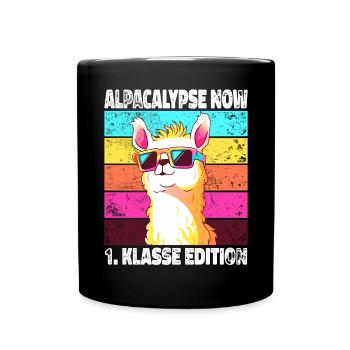 Alpacalypse Now 1. Klasse Edition Einschulung Lama - Tasse einfarbig - Schwarz - Vorne