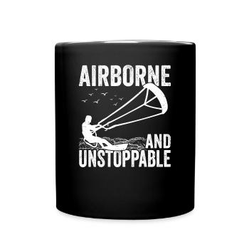 Kiteboarder Airborne Kite Surfer Kite Surfing - Full Colour Mug - black - Front