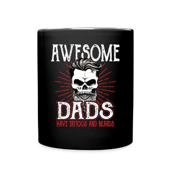 Awesome Dads have Tattoos Beards Vater Tattoo Bart - Tasse einfarbig - Schwarz - Vorne