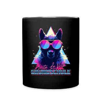 Retro Hasta La Vista Grundschule Abschluss Lama - Tasse einfarbig - Schwarz - Vorne