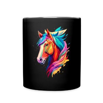 Polygon Horse - Full Colour Mug - black - Front