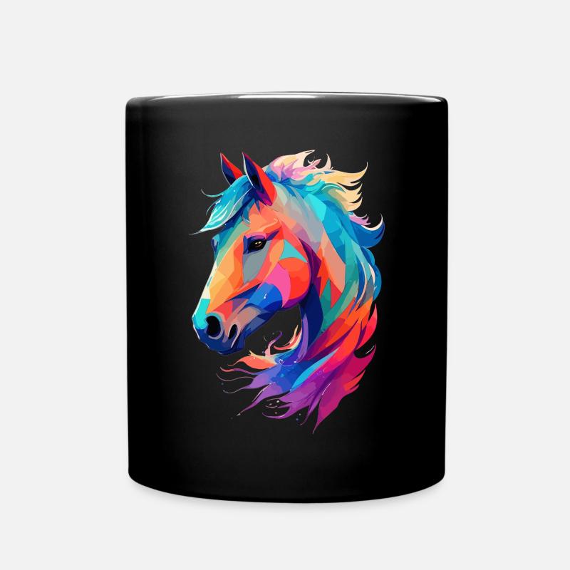 Reitsport Pferde Design Kunstvolle Illustration - Tasse einfarbig - Schwarz