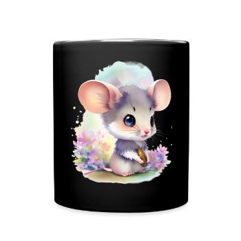 Souris mignonne - Mug uni - noir - Devant