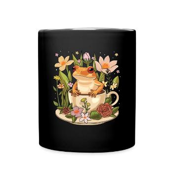 Froschliebhaber Cottagecore Ästhetische - Tasse einfarbig - Schwarz - Vorne