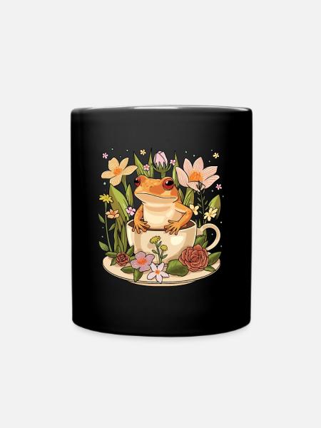 Froschliebhaber Cottagecore Ästhetische - Tasse einfarbig - Schwarz