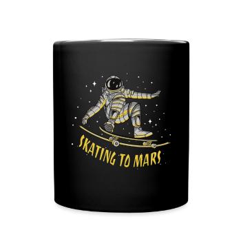 Skating to Mars / Astronaut Space Skater - Full Colour Mug - black - Front