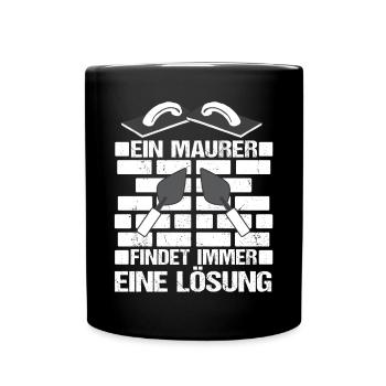 Maurer Maurermeister findet immer eine Lösung - Tasse einfarbig - Schwarz - Vorne