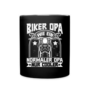 Motorrad Opa Biker Motorradfahrer - Tasse einfarbig - Schwarz - Vorne