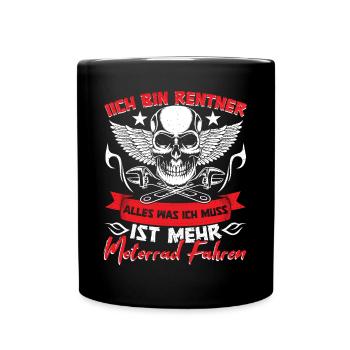 Motorrad Rente Biker Motorradfahrer - Tasse einfarbig - Schwarz - Vorne