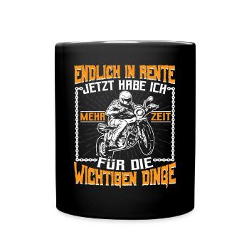 Motorrad Biker Endlich in Rente - Tasse einfarbig - Schwarz - Vorne