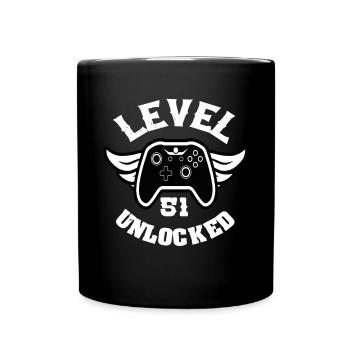 Level 51 Unlocked 51 Birthday - Full Colour Mug - black - Front