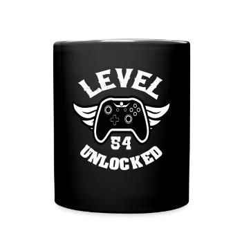 Level 54 Unlocked 54 Birthday - Full Colour Mug - black - Front