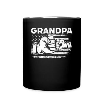 Grandpa Fathers Day USA Flag & Father's Day - Full Colour Mug - black - Front