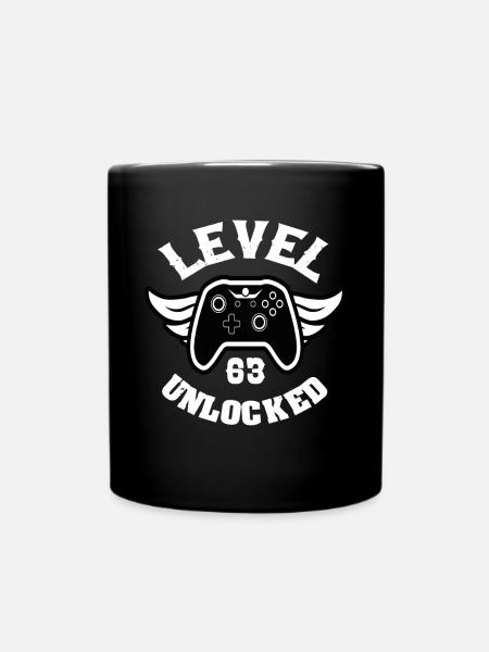Level 63 Unlocked 63 Birthday - Full Colour Mug - black