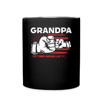 Grandpa Fathers Day USA Flag & Happy Fathers Day D - Full Colour Mug - black - Front