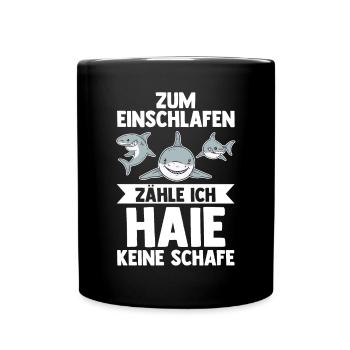 Fische Haifisch - Tasse einfarbig - Schwarz - Vorne