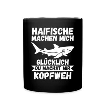Fische Haifisch - Tasse einfarbig - Schwarz - Vorne
